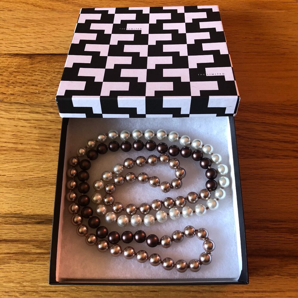 The Limited Costume Jewelry Long Multi-colored Pearls, size 20 inches
